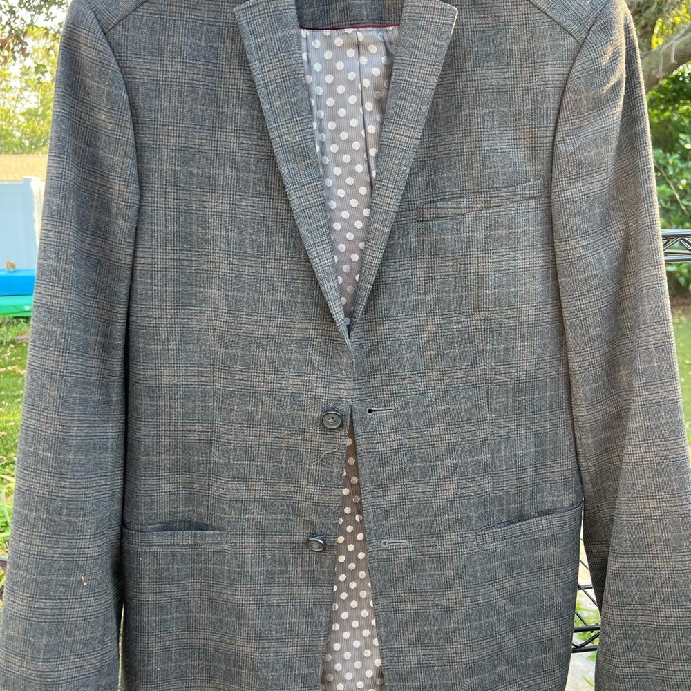 Perry Ellis Charcoal Checkered Blazer